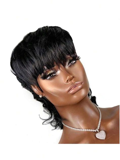 Brazilian Wigs, Mullet Wig, Wig Short, Pixie Cut Wig, Wig With Bangs, Wigs For Women, Loose Waves, Wigs With Bangs, Black Girls Hairstyles