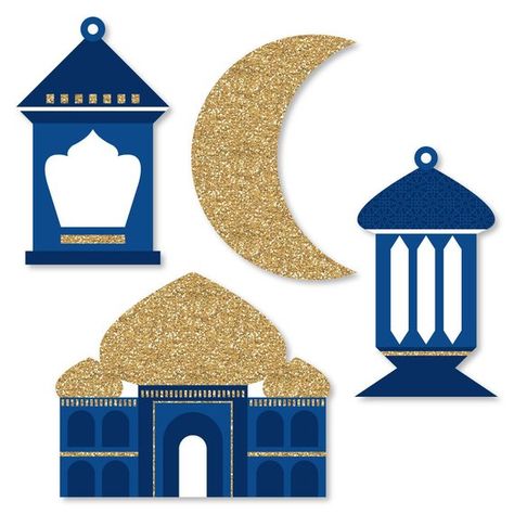 Ramadan Shaped Paper Cut Outs - Small Eid Mubarak Decoration Kit - Ramadan Party Supplies - Mosque, Lantern and Moon Paper Die-Cuts - 24 pc Decoraciones Ramadan, Ramadan Party, Paper Cut Outs, Eid Mubarak Decoration, Ramadan Kids, Ramadan Kareem Decoration, Eid Crafts, Ramadan Activities, Ramadan Lantern