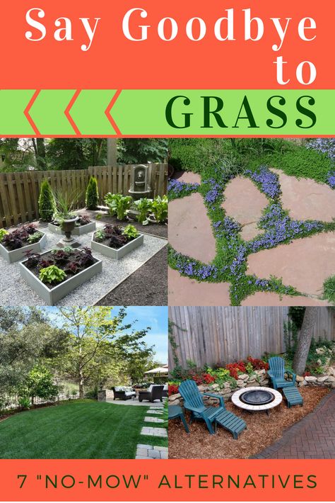 If you can’t grow grass or it’s just too much maintenance, then we have some alternative landscaping ideas for you. Get a grass-free lawn, but still have the space you want to relax and play. These no-mow yards will change your ideas about landscaping! Backyard Grass Alternative, Backyard Grass Landscaping, Grass Alternative, No Grass Backyard, Lawn Alternatives, Grasses Landscaping, Low Maintenance Landscaping, Backyard Landscaping Ideas, Landscape Plans