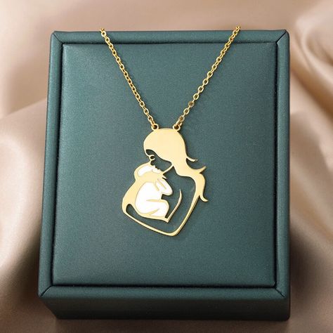 MOTHER'S DAY CHAIN GIFT 18k Gold Stainless Steel - Etsy Necklace For Mother, Icon Jewelry, Breastmilk Jewelry, Art Jewelry Design, Family Jewellery, Necklace Chain Lengths, Neck Chain, Chain Design, Mother And Baby