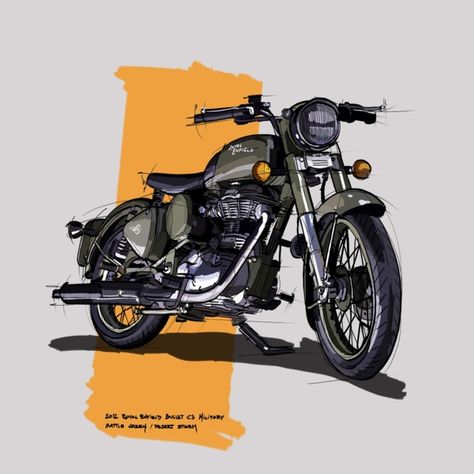 Royal Enfield Drawing Sketches, Royal Enfield Painting, Royal Enfield Sketch, Royal Enfield Illustration, Royal Enfield Classic 350cc, Motorbike Illustration, Royal Enfield Wallpapers, Royal Enfield Accessories, Royal Enfield Modified