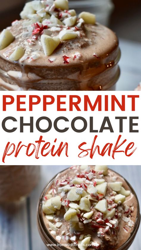 Peppermint Mocha Protein Powder Recipes, Holiday Protein Shakes, Peppermint Mocha Protein Shake, Mint Protein Shake, Peppermint Protein Shake, Island Green Smoothie Recipe, Chocolate Protein Smoothie Recipes, Simple Protein Shake Recipes, High Protein Shakes