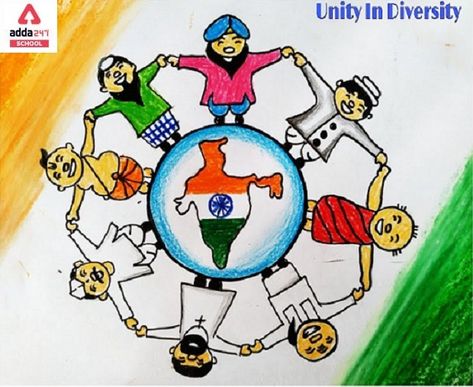 Unity in Diversity in India: Essay, Meaning, Drawing, Poster, Quotes, Slogans Unity In Diversity Drawing, Unity In Diversity Quotes, Diversity Drawing, Unity Drawing, Diversity Poster, Independence Day Drawing, India Poster, Drawing Competition, Unity In Diversity