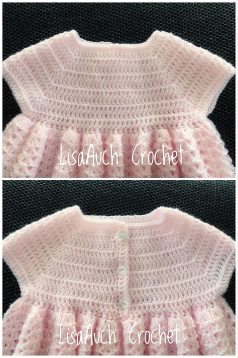 Crochet Baby Dress Free Pattern Newborn Simple, Crochet Yoke Pattern Free Baby, Crochet Cafe, Hekel Patrone, Crochet Baby Dress Free Pattern, Baby Summer Dresses, Crochet Baby Dress Pattern, Baby Frock Pattern