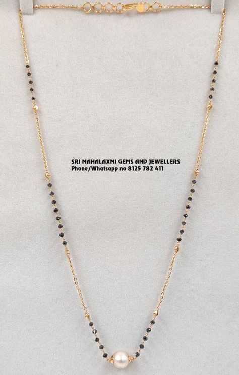 Pearl Mangalsutra Designs, Magalasutra Designs Gold Simple, Black Beads Mangalsutra Design Simple, Mangalsutra Chain Designs, Black Diamond Mangalsutra, Pearl Mangalsutra, Mangalsutra Chain, Black Beads Mangalsutra, Black Beads Mangalsutra Design