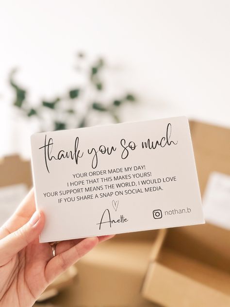 Thank You Cards For Small Business Hand Written, Personalized Thank You Cards Business, Cute Thank You Notes For Customers, Thank You From Small Business, Thanks Cards Business, Thanks For Purchase Card, Thank You For Purchasing Note, Business Card Thank You, Small Business Cards Ideas Handmade