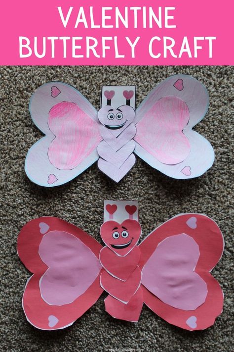 Need a quick and easy Valentine's Day craft for kids? This simple Valentine Butterfly craft is great for kids of all ages! Choose from a black and white version (perfect for teachers) or a full color (for centers or home use!) Butterfly Craft For Kids, Classroom Diy, Butterfly Craft, Easy Valentines, Easy Valentine Crafts, Rainy Day Fun, Valentine's Day Crafts For Kids, Valentine's Day Games, Valentines Crafts