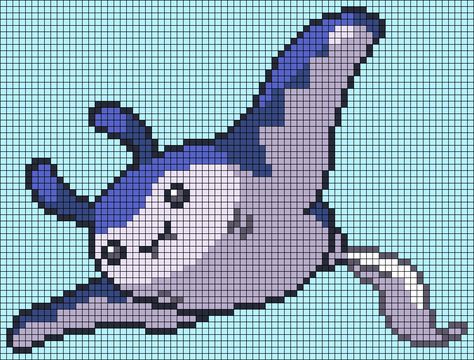 Stingray Pixel Art, Art Pixel, Pixel Art Grid, Minecraft Pixel Art, Drawing Stuff, Crochet Tapestry, Alpha Pattern, Tapestry Crochet, Ocean Creatures