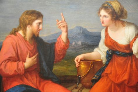 Neue Pinakothek - Angelica Kauffmann - Christ and the Samaritan ... Samaritan Woman At The Well, The Samaritan Woman, Angelica Kauffmann, Samaritan Woman, The Samaritan, Woman At The Well, Painted Ladies, John 4, Living Water