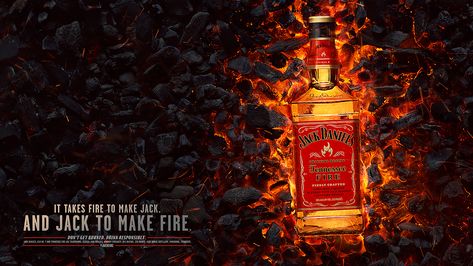 Jack Fire, Cinnamon Whiskey, Jack Daniel's Tennessee Whiskey, Whiskey Brands, Visual Reference, Ads Design, Alcoholic Drink, Key Visual, Jack Daniel