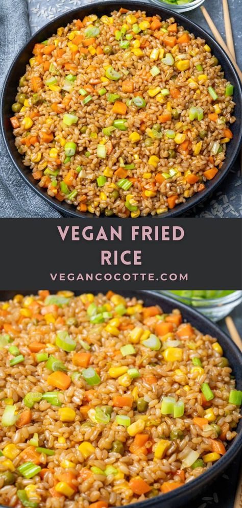 Plant Based Fried Rice, Easy Vegan Fried Rice, Vegan Hibachi Fried Rice, Cabbage Fried Rice Recipe, Vegetarian Fried Rice Recipe, Vegan Brown Rice Recipes, Vegan Cocotte, Vegan Fried Rice Recipe, Cabbage Fried Rice