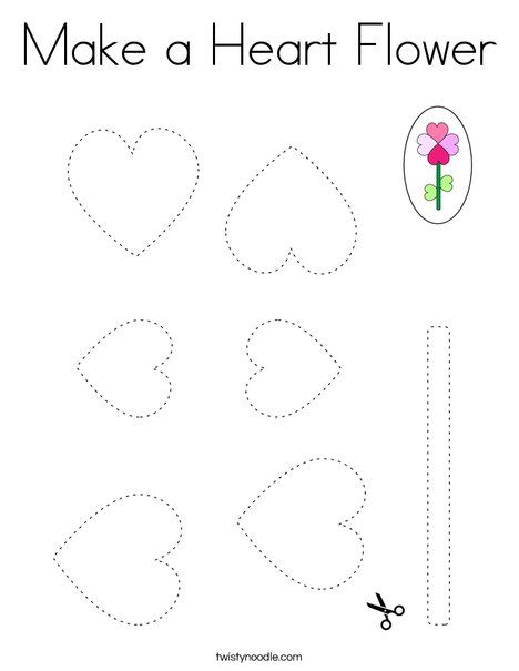 Make a Heart Flower Coloring Page - Twisty Noodle Valentine Worksheets For Toddlers, Heart Worksheet Preschool, Preschool Heart Worksheet, Valentine Preschool Crafts, Heart Flower, Heart Flower Craft, Prek Heart Craft, Heart Flower Crafts For Kids, Valentines Day Craft