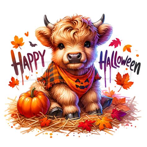 Halloween Cow Background, Highland Cow Halloween, Calenders Ideas, Print On Demand Designs, Cow Clipart, Sublimation Halloween, Shirt Graphics, Halloween Vibes, Halloween Designs