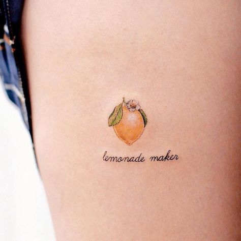 lemon tattoo Lemon Tattoo, Fruit Tattoo, Brother Tattoos, Sibling Tattoos, Small Flower Tattoos, Small Girl Tattoos, Cute Small Tattoos, Diy Tattoo, Dainty Tattoos