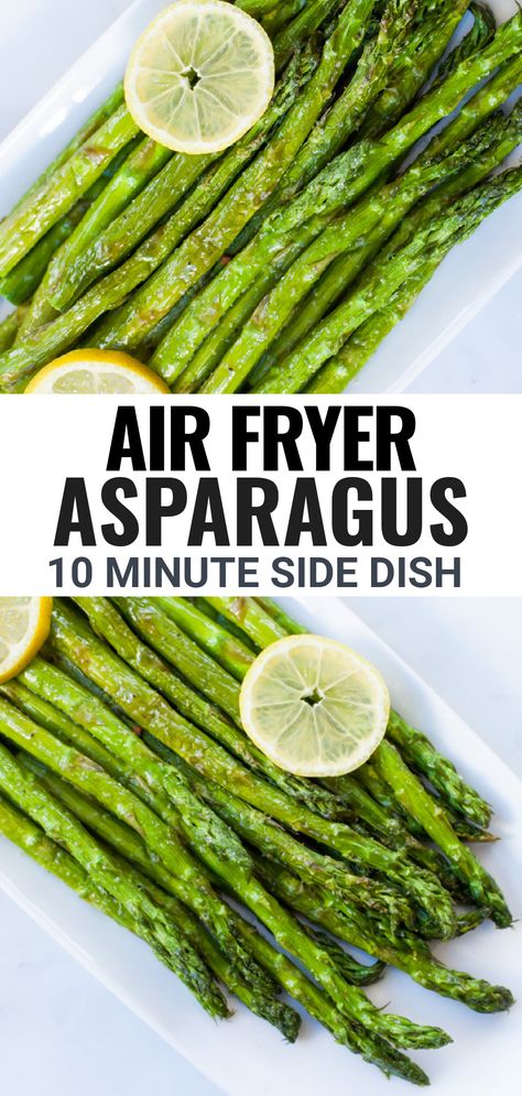 This recipe for Air Fryer Asparagus is a perfect way to learn how to cook asparagus instead of roasting in the oven or steaming to make a easy healthy side dish in under 10 minutes! Asparagus In The Air Fryer, Cooking Asparagus, Air Fryer Asparagus, Upstate Ramblings, Ways To Cook Asparagus, Best Asparagus Recipe, Asparagus Recipes Baked, Easy Vegetable Side Dishes, Steamed Asparagus