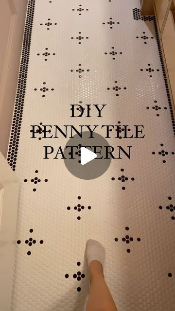 Meg Loren on Instagram: "Just some Saturday DIY inspo for you!  This penny tile pattern was so fun & easy to add to the girls’ bathroom remodel! Also, penny tile is the perfect touch for small spaces and can make a big impact! I almost considered doing another penny tile pattern in our laundry room 😍   Let me know what you think in the comments🫶🏻  #diy #beforeandafter #pennytile #bathroomremodel #remodel #pinkpaint #homedecor" Hexagon Penny Tile Bathroom Floor, Penny Tile Floor Pattern, Penny Tile Border, Penny Tile Patterns, Penny Tile Design, Penny Tile Bathroom, Penny Tile Floor, Penny Tile Bathroom Floor, Penny Tile Backsplash