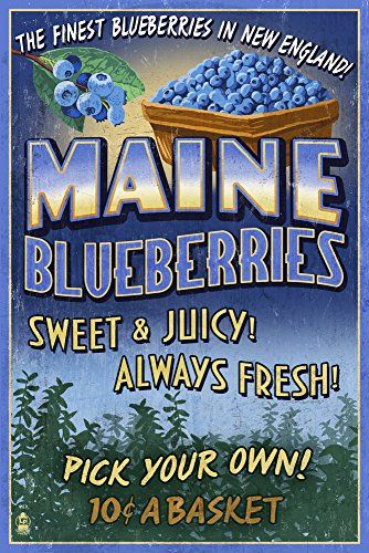 Maine Blueberries Vintage Sign 9x12 Art Print Wall Decor Travel Poster >>> Check out this great product. Note:It is Affiliate Link to Amazon. Blueberry Farm, Farm Vintage, Yarn Blanket, Vintage Seed Packets, Maine Travel, Crate Label, Chenille Yarn, Photo Vintage, Poster Vintage