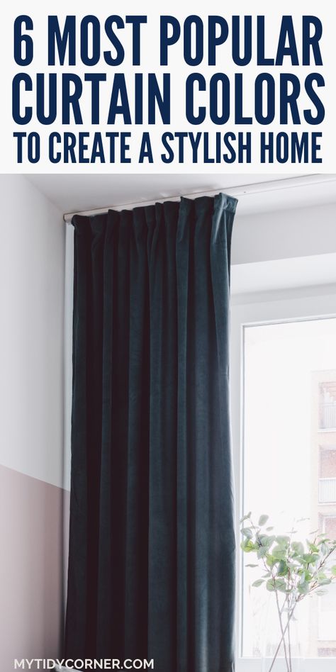 trending curtain colors Home Curtain Ideas, Grey Family Rooms, Navy Blue Rooms, Curtain Colors, Dark Grey Couches, Blue Sofas Living Room, Living Room Color Combination, Navy Curtains, Navy Blue Curtains