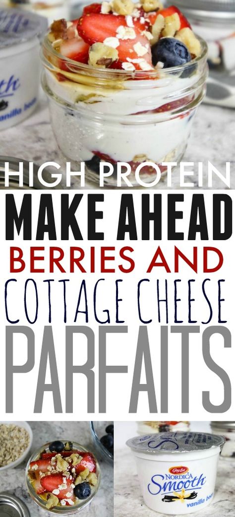 High protein cottage cheese parfaits that you can make ahead of time for a great grab and go snack! #ad #BornOnTheFarm Mason Jar Breakfast, Mushrooms Recipes, Cottage Cheese Desserts, Mason Jar Recipe, Jar Projects, Healthy Eating Snacks, Fruit Parfait, Parfait Recipes, Cottage Cheese Recipes