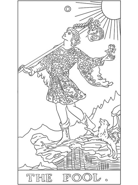 Tarot The Fool coloring page Tarot Drawings, Tarot The Fool, Shape Coloring Pages, Sports Coloring Pages, Pentacles Tarot, Space Coloring Pages, Abstract Coloring Pages, Preschool Coloring Pages, Free Coloring Sheets