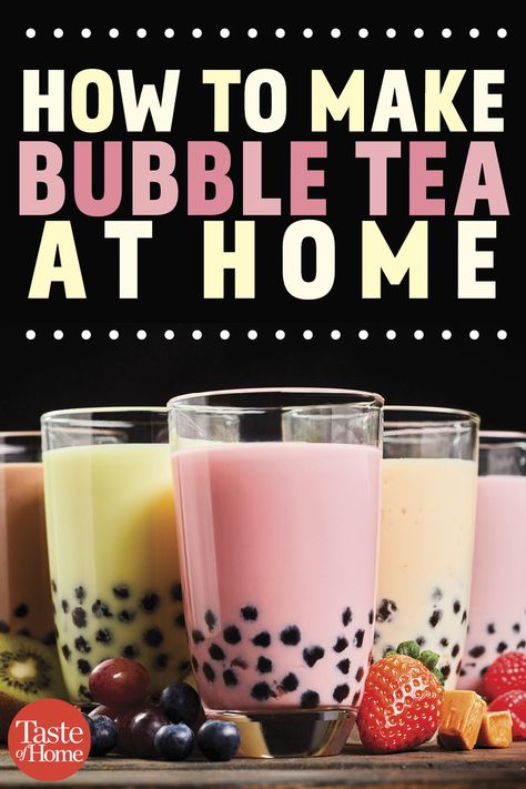 Make Bubble Tea At Home, Make Bubble Tea, Bubble Tea At Home, Boba Tea Recipe, Boba Recipe, Bubble Tea Flavors, How To Make Bubbles, Bubble Tea Recipe, Milk Tea Recipes