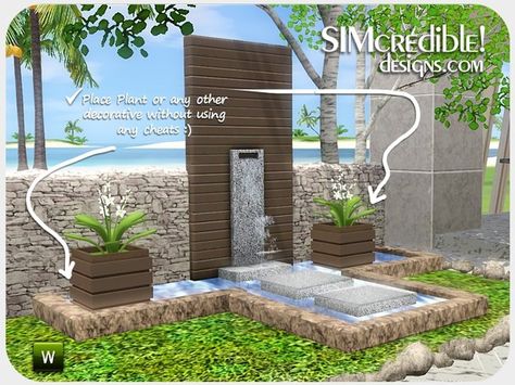 SIMcredible!'s Flora Fountain Sims Car, Waterfall Fountain, Wall Fountain, Sims 2, Sims 3, The Sims Resource, Sims Resource, The Sims, Sims 4