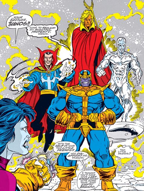 Warlock, Doctor Strange, Silver Surfer & Thanos vs Nebula Infinity Gauntlet Comic, Marvel Thanos, Superhero Images, Jim Starlin, Adam Warlock, The Infinity Gauntlet, Infinity Gauntlet, Thanos Marvel, Comic Characters