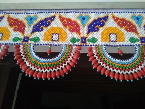 3 Moti Toran Design, Moti Toran Design, Moti Toran Designs Doors Handmade, Bharat Work, Toran Ideas, Macrame Toran Designs, Toran Designs, Macrame Toran, Toran Design