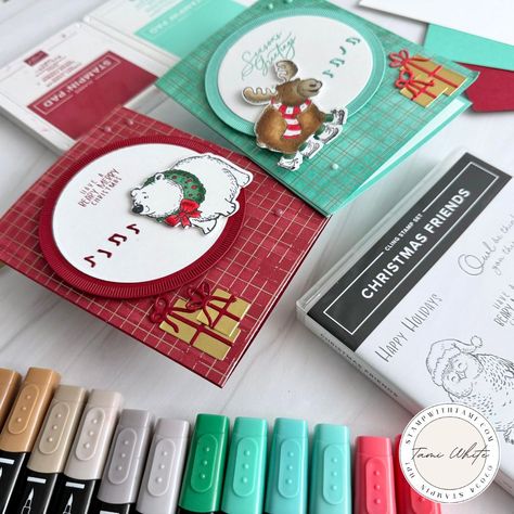 Handmade Christmas Card Tutorial: Christmas Friends Stamp Set - Stampin' Up! Demonstrator: Tami White | Stamping, Crafting, & Card-Making Xmas Cards Handmade Diy Christmas Gift Tags, Great Tidings Stampin Up Cards, Stampin Up Christmas Friends 2024, Christmas Friends Stampin Up Cards 2024, 2024 Stampin Up Card Ideas, Su Christmas Friends Cards, Stampin Up Christmas Friends, Christmas Friends Stampin Up Cards, Christmas Cards Stampin Up Ideas