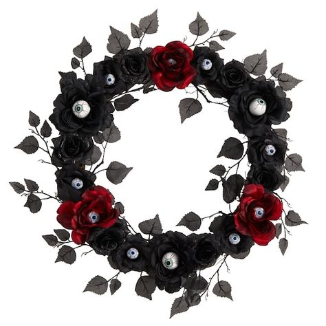 Red And Black Flowers, Rosé Halloween, Pair Of Eyes, Autumn Activities For Kids, Silk Floral Arrangements, Halloween Store, Artificial Wreath, Theme Halloween, Wreaths & Garlands