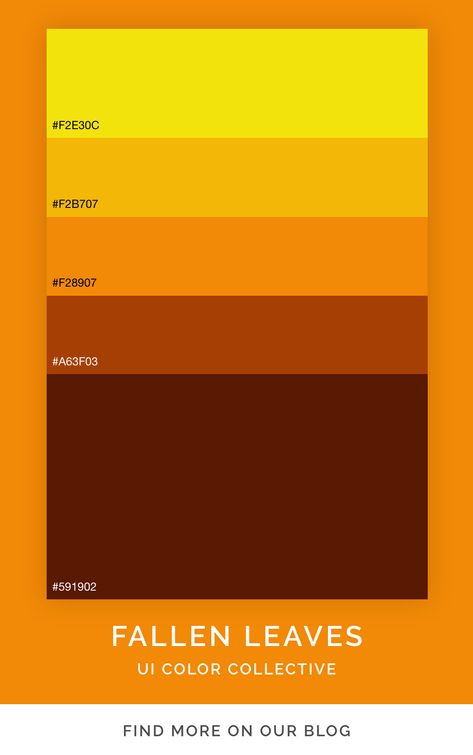 Fall themed color palette Brown And Yellow Colour Palette, Yellow Orange Brown Color Palette, Yellow And Brown Palette, Yellow Brown Palette, Yellow And Brown Color Palette, Brown Orange Color Palette, Yellow Brown Color Palette, Leaves Color Palette, Yellow Pallet