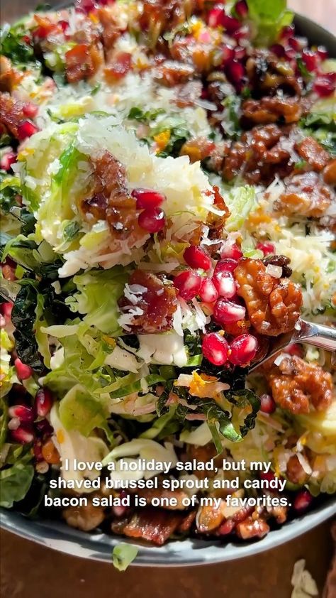 Cider Dressing, Shaved Brussel Sprout Salad, Shredded Brussels Sprouts, Holiday Salad, Shaved Brussel Sprouts, Chopped Kale, Holiday Salads, Pomegranate Salad, Shredded Brussel Sprouts