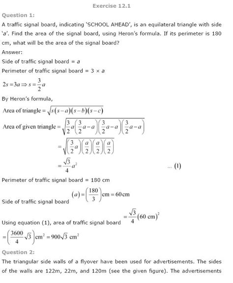 NCERT Solutions for Class 9th Maths Chapter 12 Heron's Formula Inverse Functions, Formula Chart, Math Formula Chart, Course Syllabus, Mathematics Worksheets, Right Triangle, Math Formulas, Trigonometry, Calculus