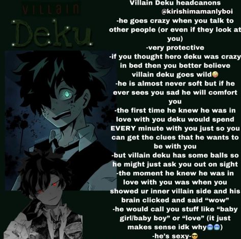 Villian Deku Headcanons, Deku X Yn Headcanons Spicy, Villain Deku Headcanon, Deku Imagine, Deku X Yn Headcanons, Deku X Yn Spicy, Deku As A Boyfriend, Izuku Midoriya Headcanon, Deku Headcanons