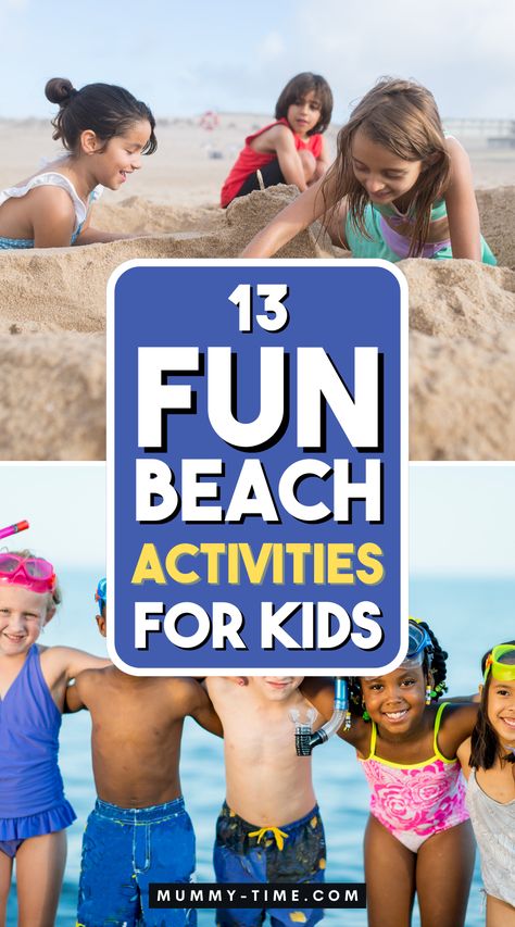 Splash into summer fun with these exciting beach activities for kids! From sandcastle building to treasure hunts, your little ones will love exploring the shore. Create unforgettable memories while soaking up the sun. ☀️🏖️ Check out the full list and save this pin for your next beach day! Toddler Beach Activities, Fun Beach Activities For Kids, Beach Day Ideas, Fun Beach Activities, Beach Activities For Kids, Fun Beach Games, Beach Trip Packing List, To Do At The Beach, Beach Trip Packing