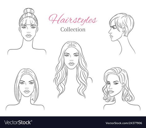 Fashion Illustration Hair, Fashion Illustration Face, Fashion Illustration Poses, Hair Vector, Fashion Illustration Collage, Fashion Figure Drawing, Hair Illustration, Model Sketch, Fashion Illustrations Techniques