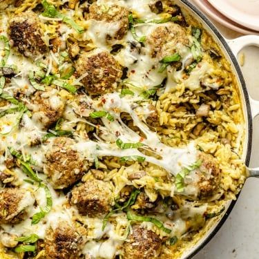 Orzo With Chicken, Baked Orzo, Pesto Orzo, One Pan Meal, Chicken With Italian Seasoning, Pistachio Pesto, Orzo Recipes, Ambitious Kitchen, Creamy Pesto