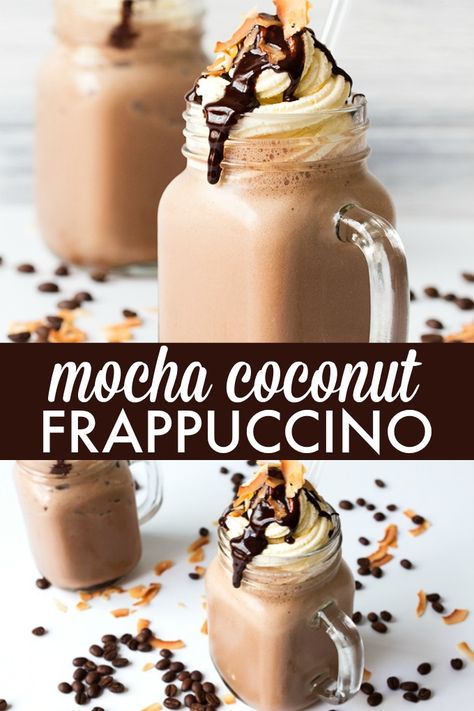 Coconut Frappuccino, Almond Truffles, Starbucks Frappuccino Recipe, Truffles Recipes, Homemade Mocha, Frappuccino Starbucks, Starbucks Mocha, Smoothie Popsicles, Mocha Frappuccino