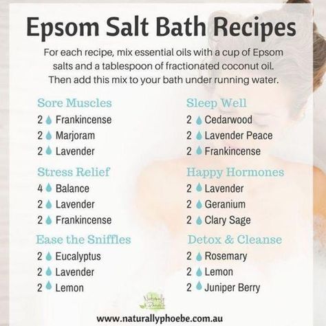 Diy Bath Salts With Essential Oils, Bath Salts Diy Recipes, Diy Bath Salts, Bath Soak Recipe, Bath Salts Recipe, Bath Salts Diy, Epsom Salt Bath, Essential Oil Diffuser Blends Recipes, Salt Bath