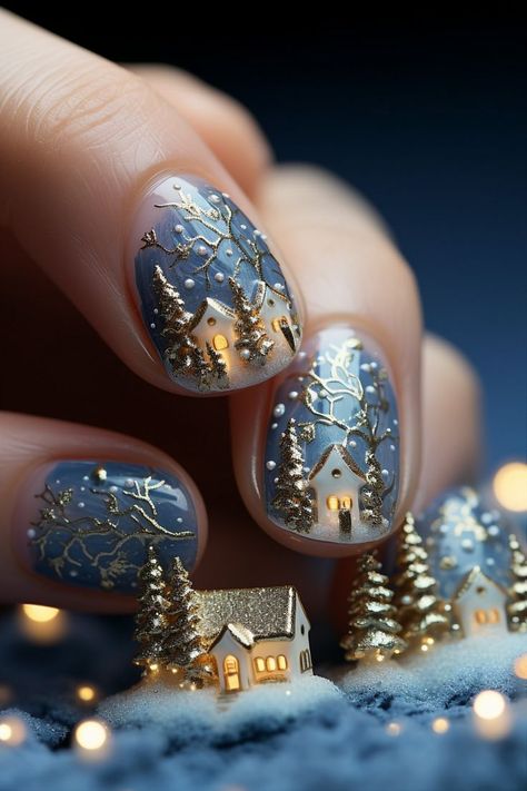 snowy village, nail art, winter nails, december nails, holiday nails, Christmas nails, winter nail designs, pretty nails ideas, stylish nails designs, fall baddie nails, Christmas nails 2023, aesthetic Christmas nails, festive manicure, holiday nail inspiration, cute nail designs, seasonal nail art, nail trends, snowy scenery, winter wonderland, nail aesthetics, snow-covered village, cozy nail vibes, nail art inspiration, unique nail ideas, holiday spirit Aesthetic Nails Y2k, Fall Baddie Nails, Nail Ideas Holiday, Nail Vibes, Classy Nail Art Ideas, Snowy Village, Nails Y2k, Chrome Nails Designs, Cute Christmas Nails