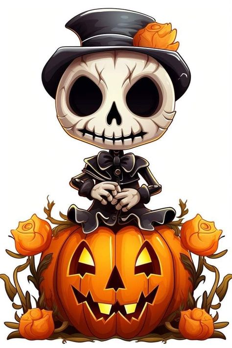 Pumpkin Art Ideas, Kawaii Skull, Halloween Imagem, Image Halloween, Halloween Wallpaper Cute, Halloween Clips, Halloween Artwork, Halloween Wallpaper Iphone, Pumpkin Art