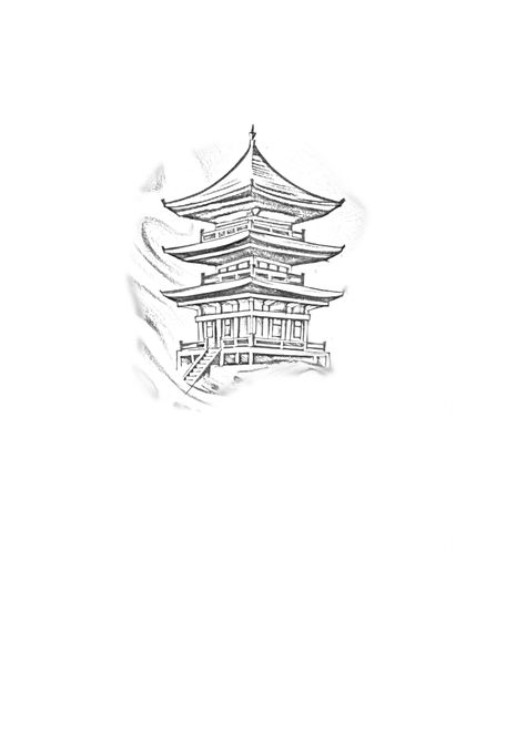 Japanese Architecture Tattoo, Pagoda Drawing, Pagoda Tattoo, Hong Kong Tattoo, Max Tattoo, Building Tattoo, Leg Tats, Mini Sketch, Bee Tattoos