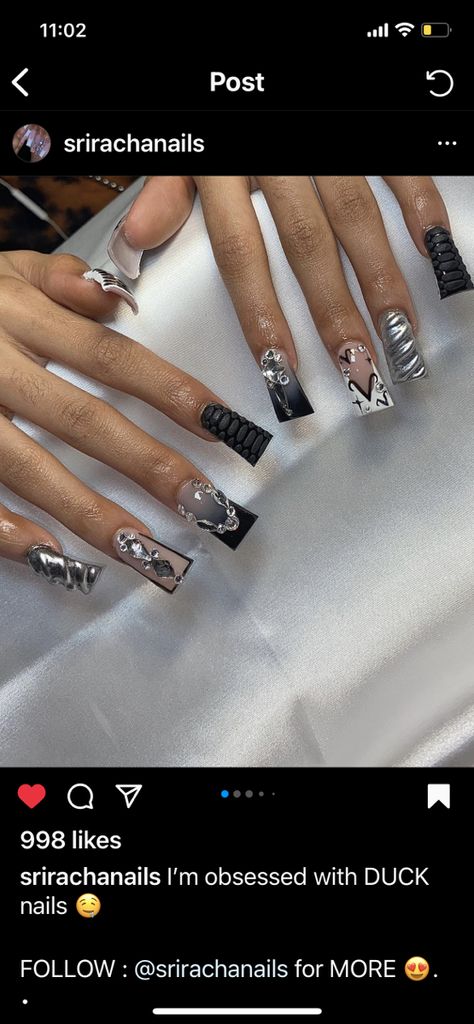 Duck Nails, Short Acrylic, 22nd Birthday, Prom Ideas, Short Acrylic Nails Designs, Coffin Nails Designs, Short Acrylic Nails, Chrome Nails, Nails Designs