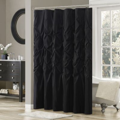 Madison Park   Laurel 72-Inch X 72-Inch Shower Curtain In Black Home Essence, Black Shower Curtains, Black Curtains, Black Shower, Madison Park, Shower Liner, Fabric Shower Curtains, Bathroom Curtains, House Of Hampton