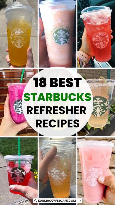 Make your favorite Starbucks Refreshers at home with these easy copycat recipes! From Strawberry Acai to Peach Green Tea, enjoy the cool, refreshing flavors anytime. Starbucks Refreshers Recipe To Order, Starbucks Refreshers At Home, Refreshers At Home, Starbucks Refreshers Recipe, Refresher Recipes, Starbucks Tea Recipes, Strawberry Acai Refresher Recipe, Starbucks Strawberry Acai Refresher, Copycat Drink Recipes