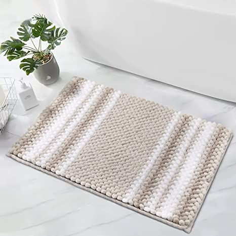 Bathroom Mats Decor Bath Rugs, Bathroom Mats Decor, Beige And White Bathroom, White Bath Rugs, White Bathroom Rug, Rugs Washable, Carpet Rugs, Tub Shower, Bath Room