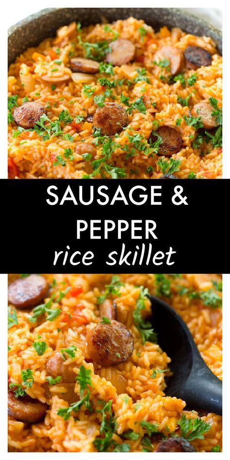 Cajun Sausage Recipe, Cajun Sausage And Rice, Dinner Skillet, Sausage And Rice, Pepper Rice, Sausage Recipes For Dinner, Cajun Sausage, Smoked Sausage Recipes, Sausage Dinner