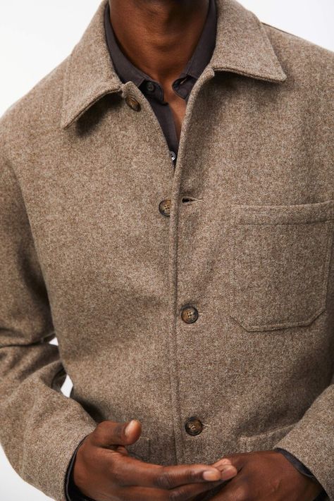 Mens Overshirts, Mens Woven Shirts, Wool Jacket Men, Shirt Jacket Men, Academia Style, Style Inspiration Winter, Wool Shirt, A Jacket, Cool Outfits For Men