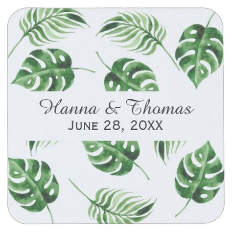 Tropical Palm Leaf Destination Wedding Square Paper Coaster Tropical Wedding Theme, Beach Coasters, Wedding Tropical, Beach Hawaii, Wedding Gift Diy, Wedding Coasters, Venue Decor, Wedding Beach, Paper Coaster