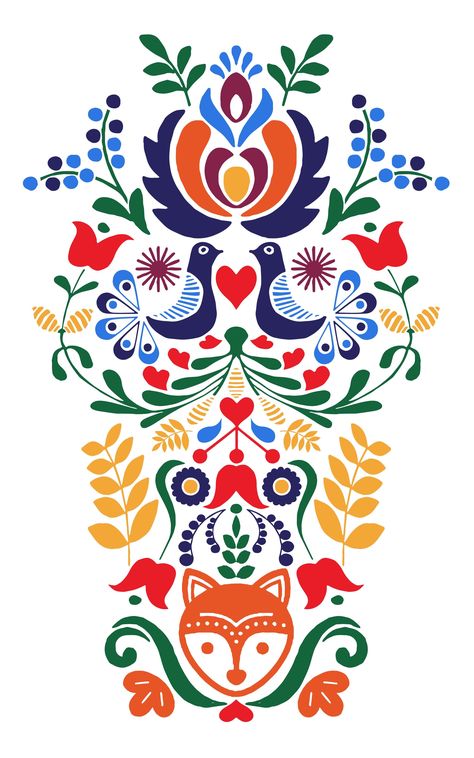 Swedish Painting Folk Art, Scandi Painting Ideas, Folk Art House Illustration, Swedish Art Scandinavian Design, German Folk Art Traditional, Swedish Folk Art Tattoo, Hungarian Folk Art Tattoo, Norwegian Folk Art Tattoo, Swedish Flower Tattoo